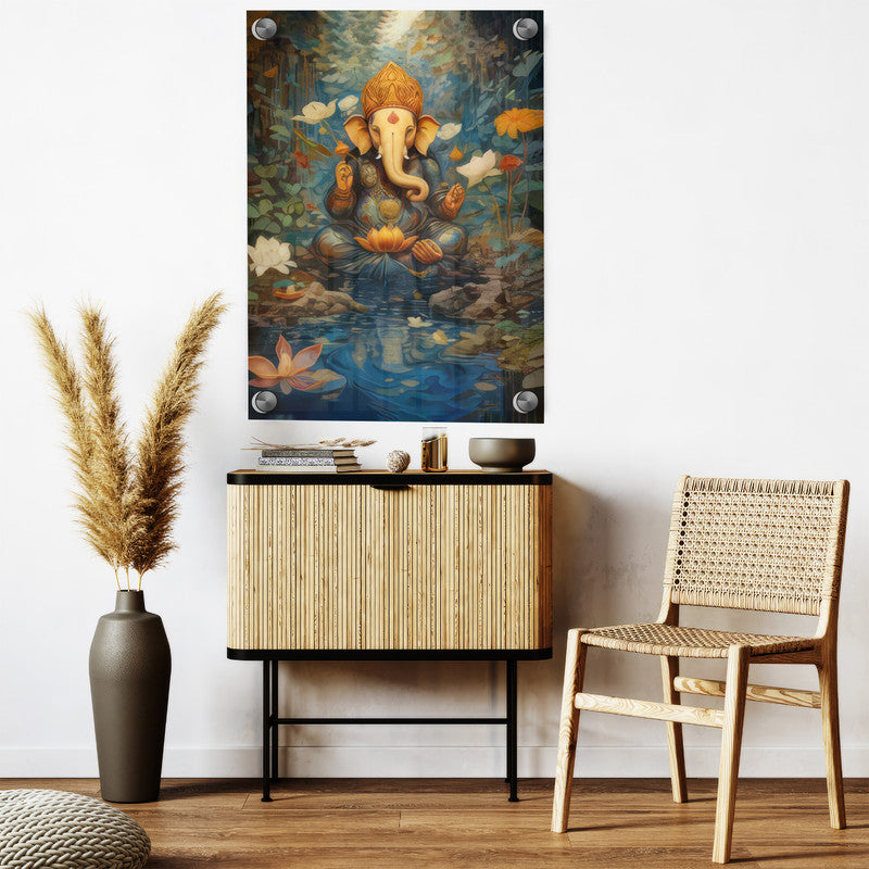 LuxuryStroke's Acrylic Ganesha Painting, Modern Ganesha Acrylic Paintingand Ganesh Modern Art Painting - Contemporary Lord Ganesh Watercolor Painting