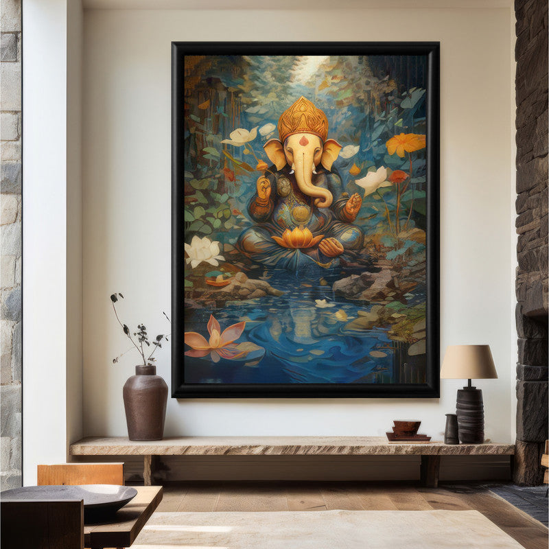 LuxuryStroke's Acrylic Ganesha Painting, Modern Ganesha Acrylic Paintingand Ganesh Modern Art Painting - Contemporary Lord Ganesh Watercolor Painting
