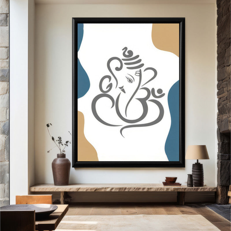 LuxuryStroke's Abstract Ganesha Doodle Art, Ganesh Line Artand Ganeshji Line Art - Contemporary Modern Abstract Lord Ganesha Painting