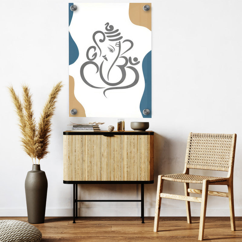 LuxuryStroke's Abstract Ganesha Doodle Art, Ganesh Line Artand Ganeshji Line Art - Contemporary Modern Abstract Lord Ganesha Painting