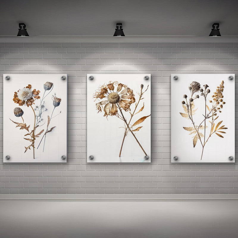 LuxuryStroke's Minimalistic Beautiful Floral Painting, Beautiful Floral Paintingand Beautiful Flower Painting - Floral Art: Set Of 3 Minimalistic Floral Art Paintings