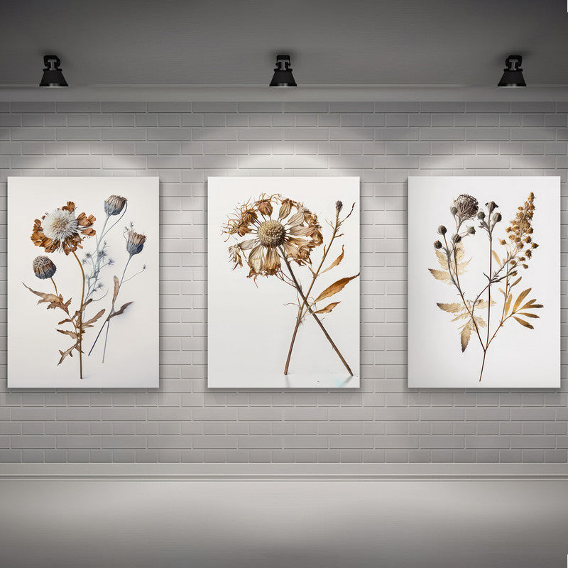 LuxuryStroke's Minimalistic Beautiful Floral Painting, Beautiful Floral Paintingand Beautiful Flower Painting - Floral Art: Set Of 3 Minimalistic Floral Art Paintings