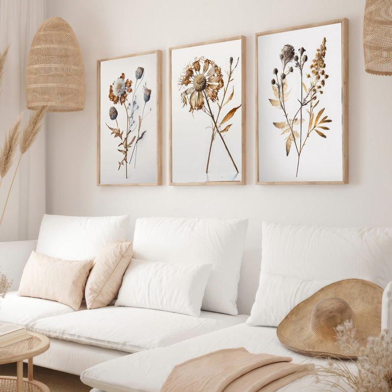 LuxuryStroke's Minimalistic Beautiful Floral Painting, Beautiful Floral Paintingand Beautiful Flower Painting - Floral Art: Set Of 3 Minimalistic Floral Art Paintings