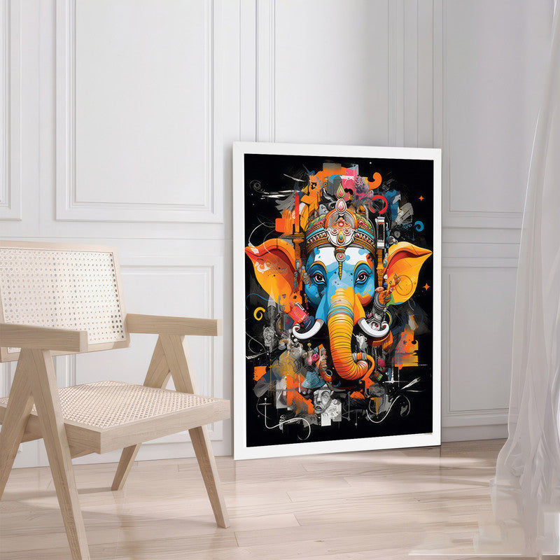 LuxuryStroke's Acrylic Ganesha Painting, Creative Ganesha Paintingand Modern Art Of Ganpati - Lord Ganesha Art Masterpiece: Spiritual Art In Vibrant Hues