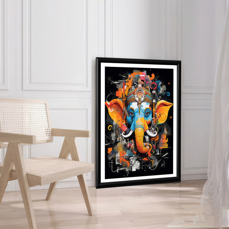LuxuryStroke's Acrylic Ganesha Painting, Creative Ganesha Paintingand Modern Art Of Ganpati - Lord Ganesha Art Masterpiece: Spiritual Art In Vibrant Hues