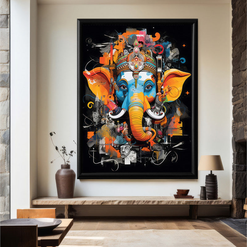 LuxuryStroke's Acrylic Ganesha Painting, Creative Ganesha Paintingand Modern Art Of Ganpati - Lord Ganesha Art Masterpiece: Spiritual Art In Vibrant Hues