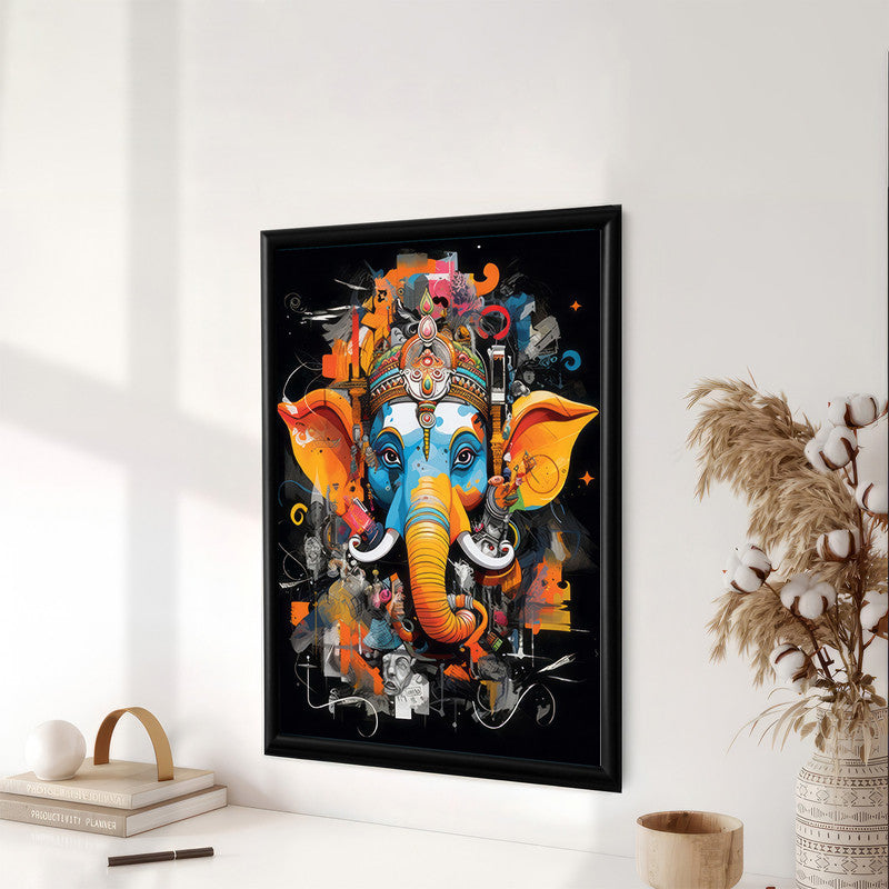 LuxuryStroke's Acrylic Ganesha Painting, Creative Ganesha Paintingand Modern Art Of Ganpati - Lord Ganesha Art Masterpiece: Spiritual Art In Vibrant Hues