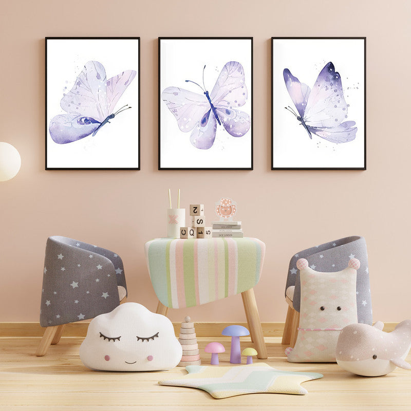 LuxuryStroke's Childrens Bedroom Wall Pictures, Nursery Animal Wall Artand Nursery Canvas Wall Art - Beautiful Butterflies