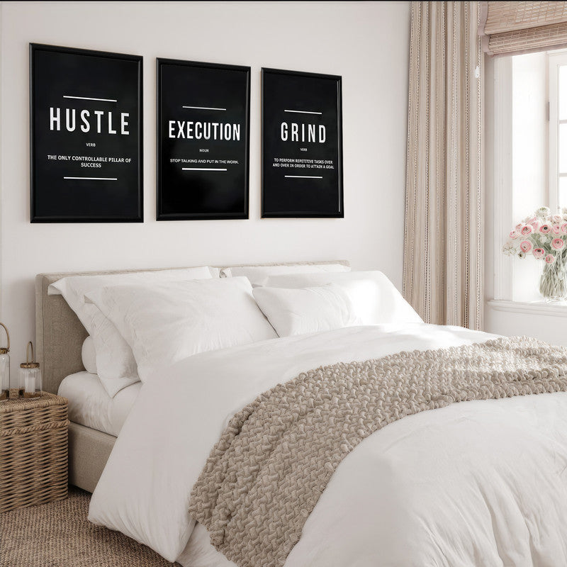 LuxuryStroke's Painting Motivational Quotes, Motivation Painting Quotesand Motivation Paintings With Quotes - Motivational Art - A Trio of Paintings Celebrating Hustle, Execution And Grind