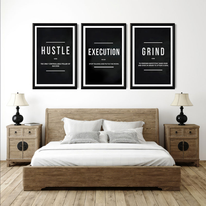 LuxuryStroke's Painting Motivational Quotes, Motivation Painting Quotesand Motivation Paintings With Quotes - Motivational Art - A Trio of Paintings Celebrating Hustle, Execution And Grind