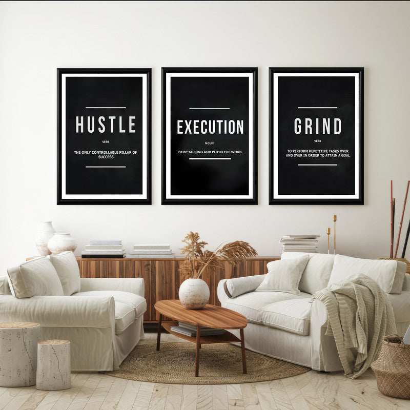 LuxuryStroke's Painting Motivational Quotes, Motivation Painting Quotesand Motivation Paintings With Quotes - Motivational Art - A Trio of Paintings Celebrating Hustle, Execution And Grind