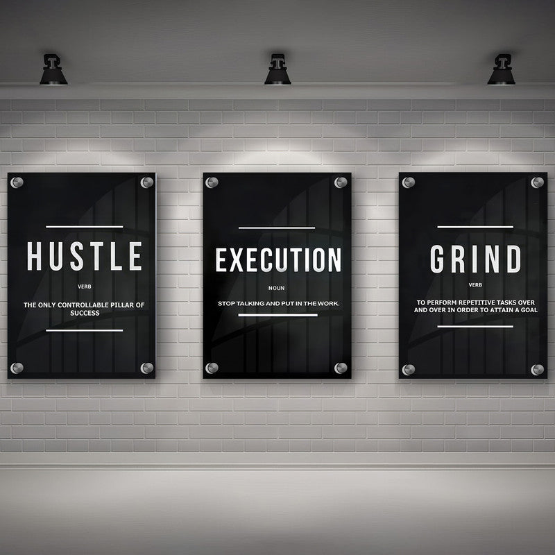 LuxuryStroke's Painting Motivational Quotes, Motivation Painting Quotesand Motivation Paintings With Quotes - Motivational Art - A Trio of Paintings Celebrating Hustle, Execution And Grind