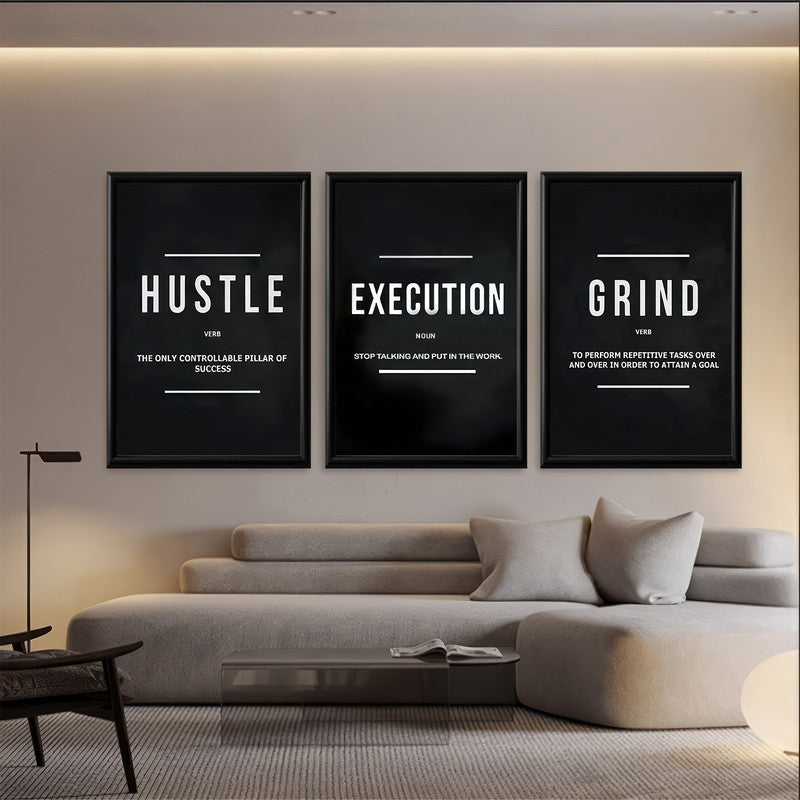 LuxuryStroke's Painting Motivational Quotes, Motivation Painting Quotesand Motivation Paintings With Quotes - Motivational Art - A Trio of Paintings Celebrating Hustle, Execution And Grind