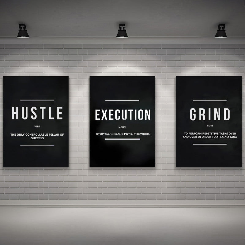 LuxuryStroke's Painting Motivational Quotes, Motivation Painting Quotesand Motivation Paintings With Quotes - Motivational Art - A Trio of Paintings Celebrating Hustle, Execution And Grind
