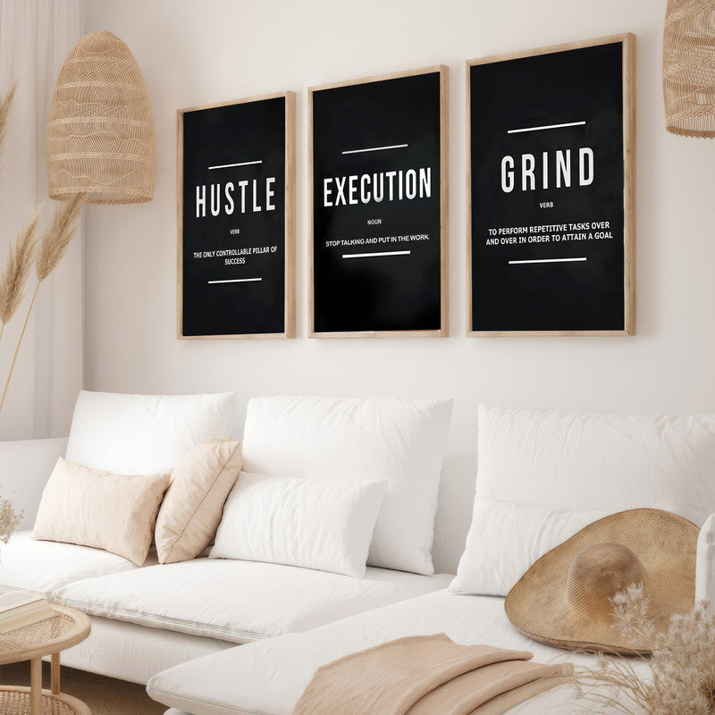 LuxuryStroke's Painting Motivational Quotes, Motivation Painting Quotesand Motivation Paintings With Quotes - Motivational Art - A Trio of Paintings Celebrating Hustle, Execution And Grind