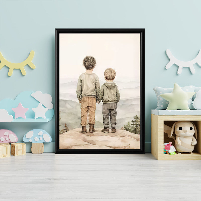LuxuryStroke's Childrens Bedroom Wall Pictures, Children Nursery Wall Artand Nursery Canvas Wall Art - Brothers Facing Life Together
