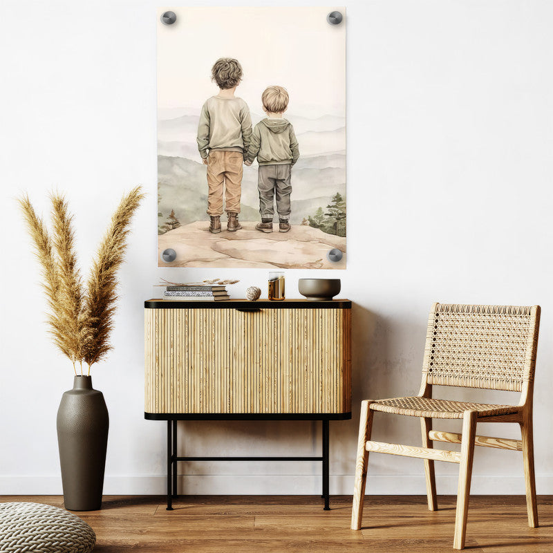LuxuryStroke's Childrens Bedroom Wall Pictures, Children Nursery Wall Artand Nursery Canvas Wall Art - Brothers Facing Life Together
