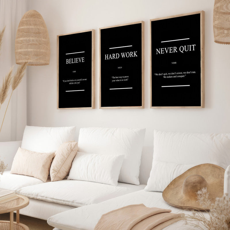 LuxuryStroke's Painting Motivational Quotes, Motivation Painting Quotesand Motivation Paintings With Quotes - Motivational Art - Three Paintings Inspiring Belief, Hard Work And Perseverance