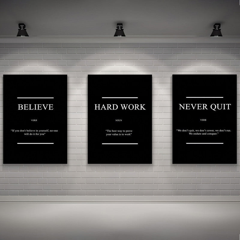 LuxuryStroke's Painting Motivational Quotes, Motivation Painting Quotesand Motivation Paintings With Quotes - Motivational Art - Three Paintings Inspiring Belief, Hard Work And Perseverance