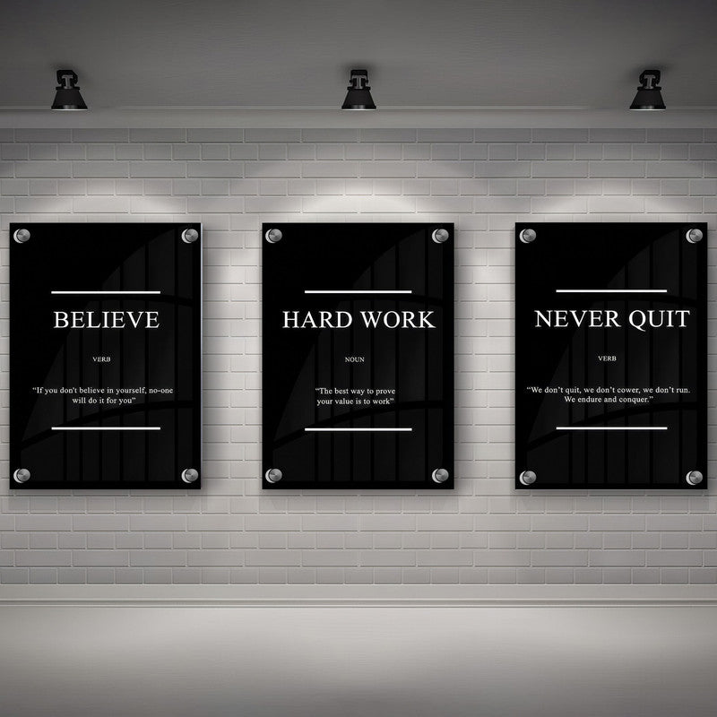 LuxuryStroke's Painting Motivational Quotes, Motivation Painting Quotesand Motivation Paintings With Quotes - Motivational Art - Three Paintings Inspiring Belief, Hard Work And Perseverance