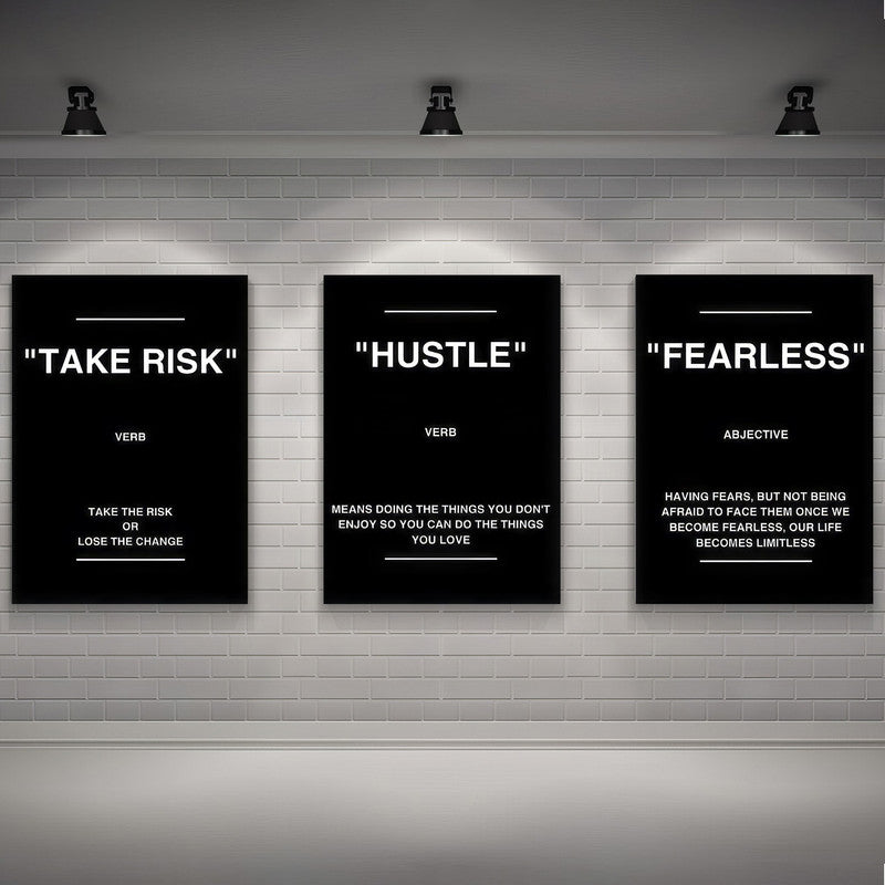 LuxuryStroke's Painting Motivational Quotes, Motivation Painting Quotesand Motivation Paintings With Quotes - Motivational Art - A Trio of Paintings Encouraging Risk-Taking, Hustle And Fearlessness