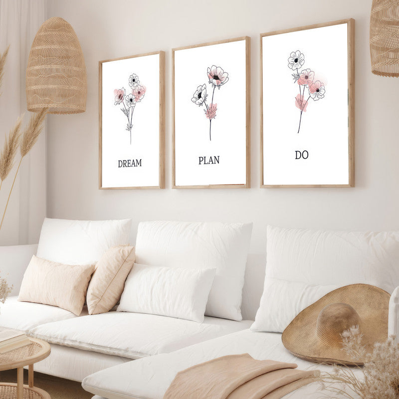 LuxuryStroke's Most Inspirational Paintings, Inspirational Art Paintingsand Motivational Paintings For Students - Motivational Art - Dream, Plan, Do - Set Of 3 Paintings