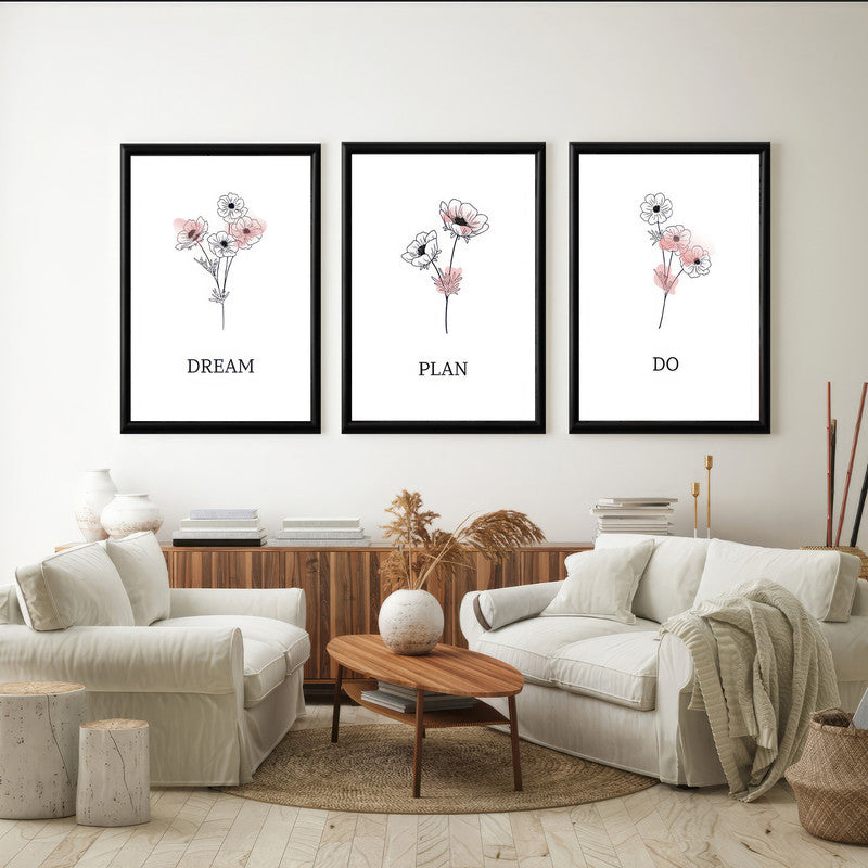 LuxuryStroke's Most Inspirational Paintings, Inspirational Art Paintingsand Motivational Paintings For Students - Motivational Art - Dream, Plan, Do - Set Of 3 Paintings
