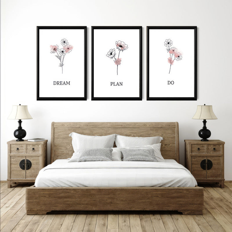 LuxuryStroke's Most Inspirational Paintings, Inspirational Art Paintingsand Motivational Paintings For Students - Motivational Art - Dream, Plan, Do - Set Of 3 Paintings