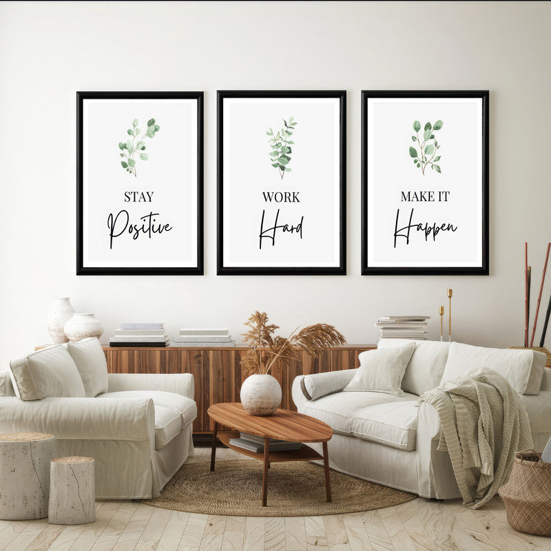 LuxuryStroke's Painting Motivational Quotes, Motivation Painting Quotesand Motivation Paintings With Quotes - Motivational Art - Postive,Work Hard,Make it Happen - Set Of 3 Paintings
