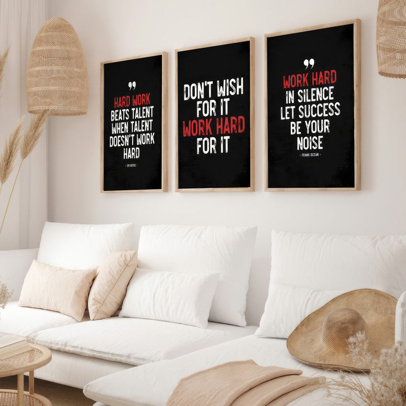 LuxuryStroke's Motivation Paintings With Quotes, Motivation Painting Quotesand Painting Motivational Quotes - Motivation Art -Chase Your Dreams With Grit - Set Of 3 Motivational Posters