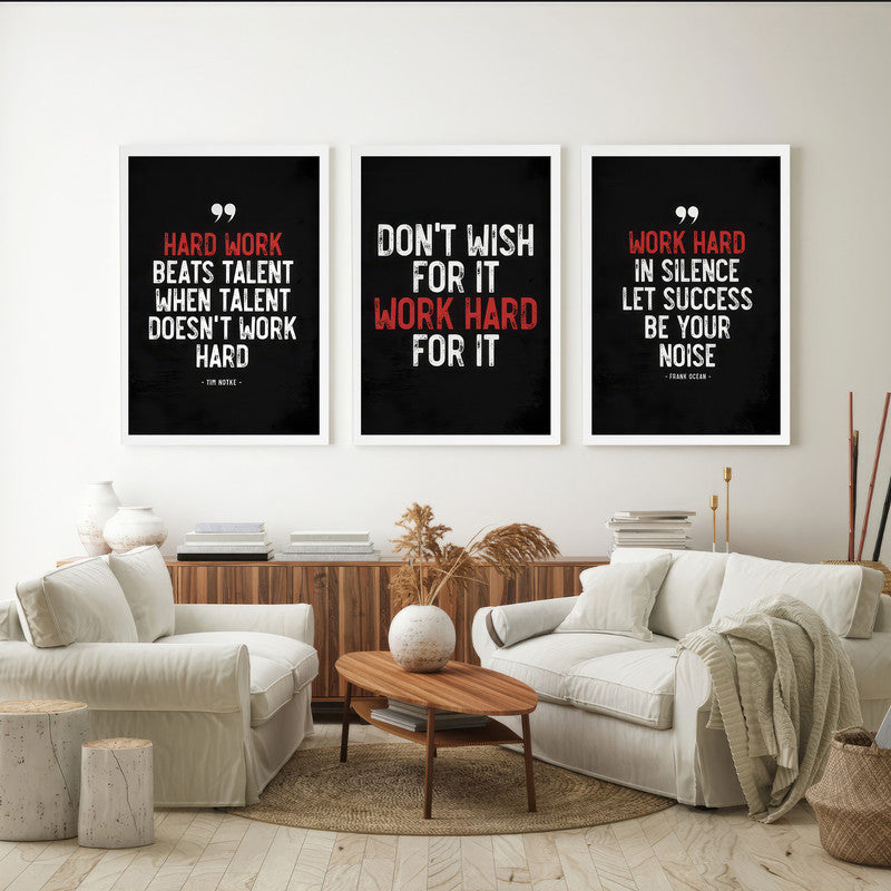 LuxuryStroke's Motivation Paintings With Quotes, Motivation Painting Quotesand Painting Motivational Quotes - Motivation Art -Chase Your Dreams With Grit - Set Of 3 Motivational Posters