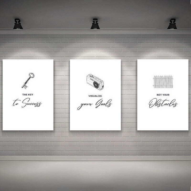 LuxuryStroke's Motivation Paintings With Quotes, Motivation Painting Quotesand Painting Motivational Quotes - Motivation Art - Aesthetic Monochrome Mindset Motivation Set Of 3 Paintings