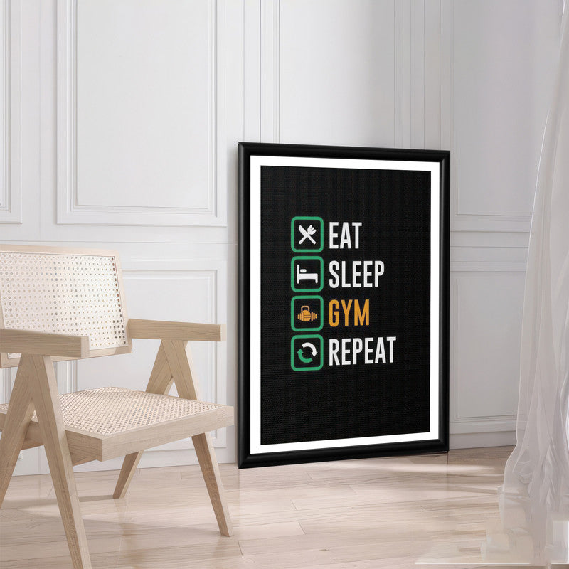 LuxuryStroke's Most Inspirational Paintings, Best Motivational Paintingand Inspirational Quotes On Artwork - Elevate Your Fitness Journey: Eat, Sleep, Gym, Repeat Gym Motivation Paintings