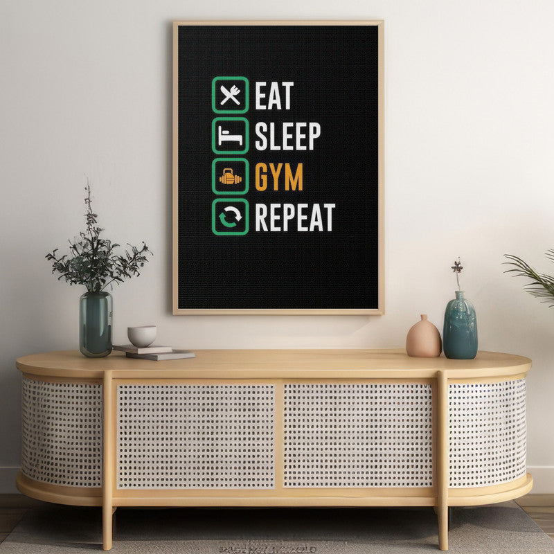 LuxuryStroke's Most Inspirational Paintings, Best Motivational Paintingand Inspirational Quotes On Artwork - Elevate Your Fitness Journey: Eat, Sleep, Gym, Repeat Gym Motivation Paintings