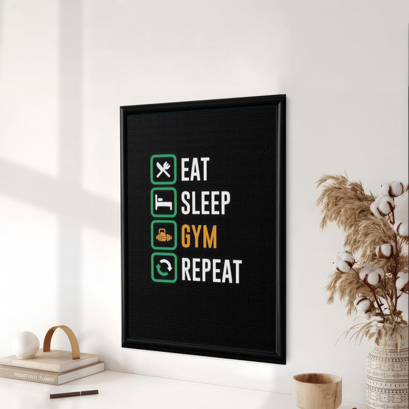 LuxuryStroke's Most Inspirational Paintings, Best Motivational Paintingand Inspirational Quotes On Artwork - Elevate Your Fitness Journey: Eat, Sleep, Gym, Repeat Gym Motivation Paintings