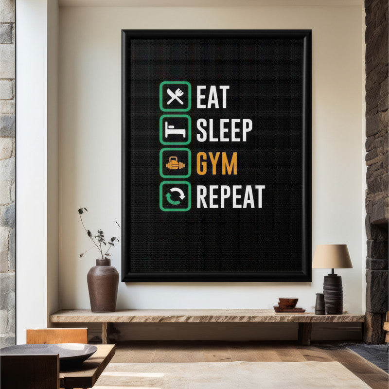 LuxuryStroke's Most Inspirational Paintings, Best Motivational Paintingand Inspirational Quotes On Artwork - Elevate Your Fitness Journey: Eat, Sleep, Gym, Repeat Gym Motivation Paintings