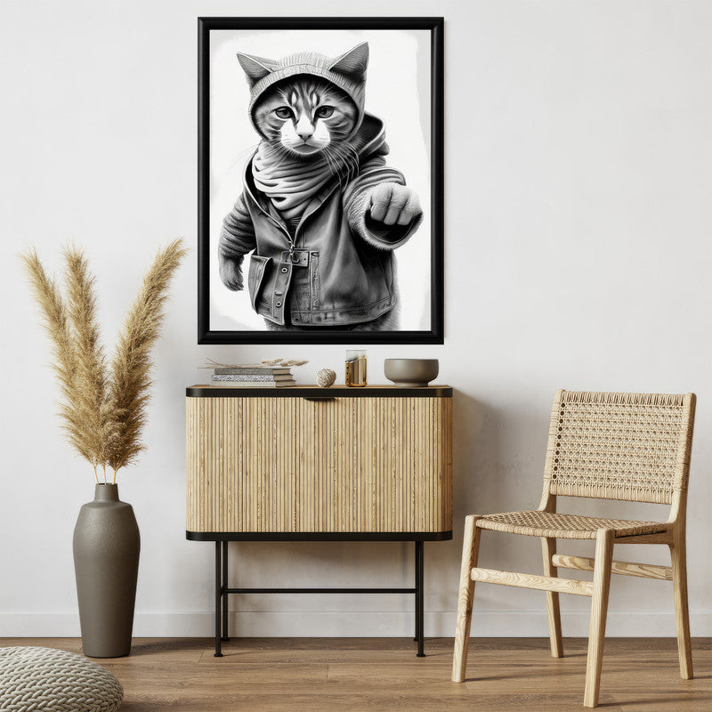 LuxuryStroke's Cat Minimalistic Painting, Black And White Paintings Of Animalsand Abstract Animal Paintings - Wilderness Dreams: Cute Cat Kitten Painting