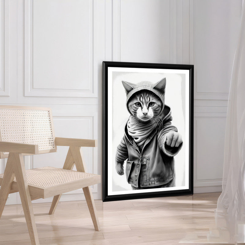 LuxuryStroke's Cat Minimalistic Painting, Black And White Paintings Of Animalsand Abstract Animal Paintings - Wilderness Dreams: Cute Cat Kitten Painting