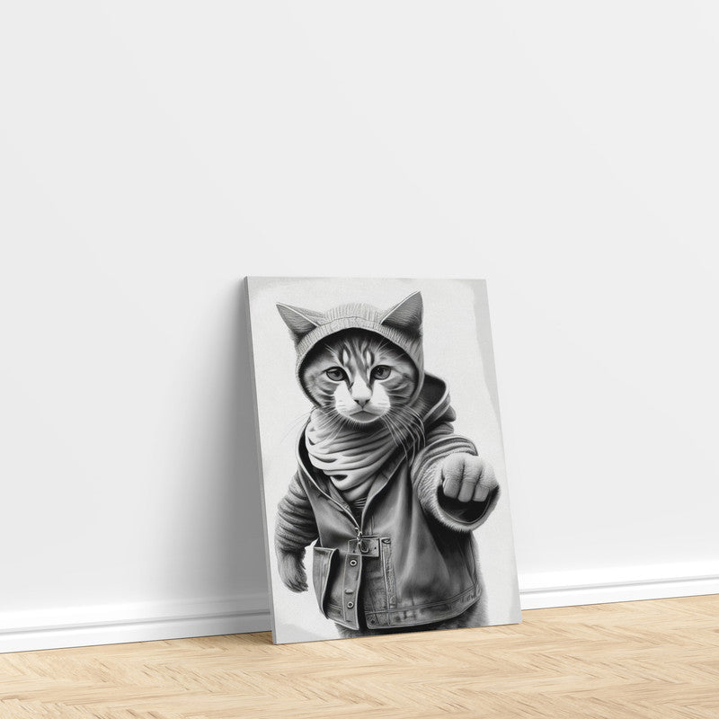 LuxuryStroke's Cat Minimalistic Painting, Black And White Paintings Of Animalsand Abstract Animal Paintings - Wilderness Dreams: Cute Cat Kitten Painting