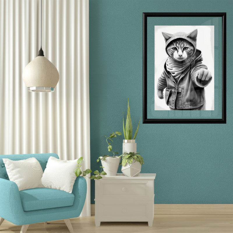 LuxuryStroke's Cat Minimalistic Painting, Black And White Paintings Of Animalsand Abstract Animal Paintings - Wilderness Dreams: Cute Cat Kitten Painting