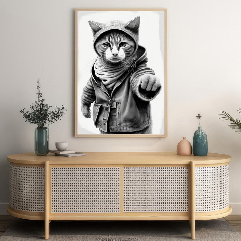 LuxuryStroke's Cat Minimalistic Painting, Black And White Paintings Of Animalsand Abstract Animal Paintings - Wilderness Dreams: Cute Cat Kitten Painting