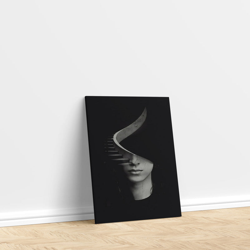 LuxuryStroke's Woman Black And White Modern Art, Black And White Abstract Artand White Black Abstract Art - The Half Portrait: Enigmatic Woman Wall Art