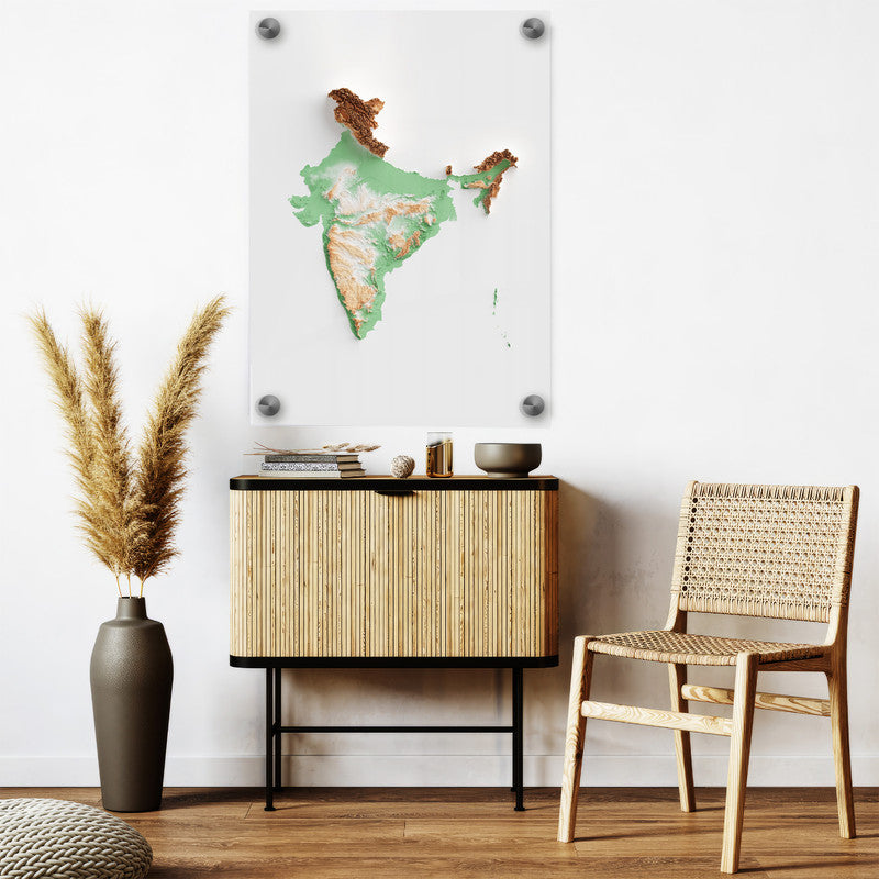 LuxuryStroke's India Map Landscape Art, Acrylic Landscape Paintingand Beautiful Landscape Art - The Land of Diversity: Aesthetic Indian Map Painting