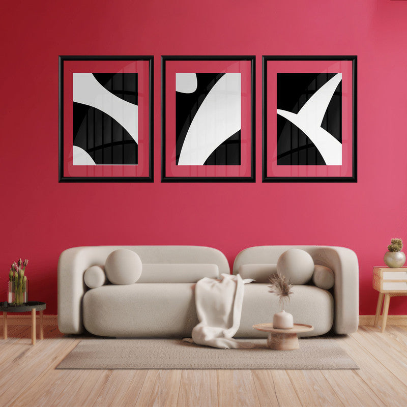 LuxuryStroke's Abstract Boho Art, Abstract Acrylic Artworkand Abstract Art - Abstract Art - Expression of Grey & White - Set Of 3 Paintings