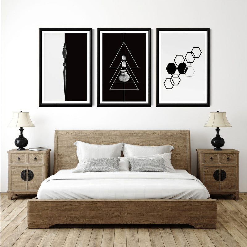 LuxuryStroke's Black White Modern Art, Black And White Boho Artand Abstract Art Modern Art - Abstract Art - Set Of 3 Monochrome Abstract Paintings