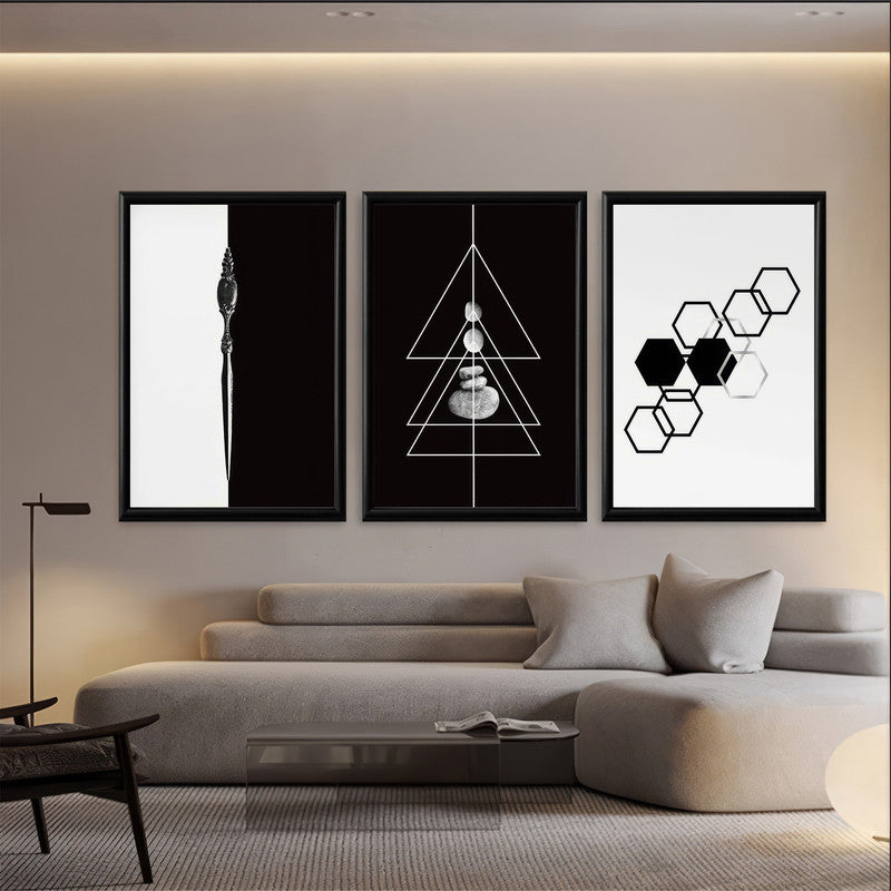 LuxuryStroke's Black White Modern Art, Black And White Boho Artand Abstract Art Modern Art - Abstract Art - Set Of 3 Monochrome Abstract Paintings