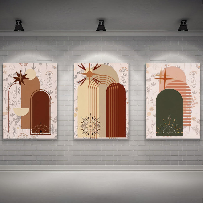 LuxuryStroke's Boho Style Painting, Simple Boho Paintingsand Boho Art Painting - Boho Art - Set Of 3 Paintings