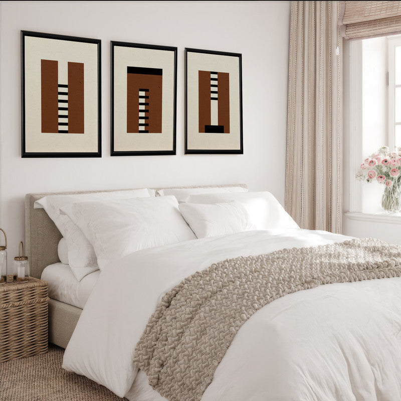 LuxuryStroke's Abstract Boho Art, Boho Art On Canvasand Boho Style Paintings - Boho Geometric Art - Set Of 3 Paintings