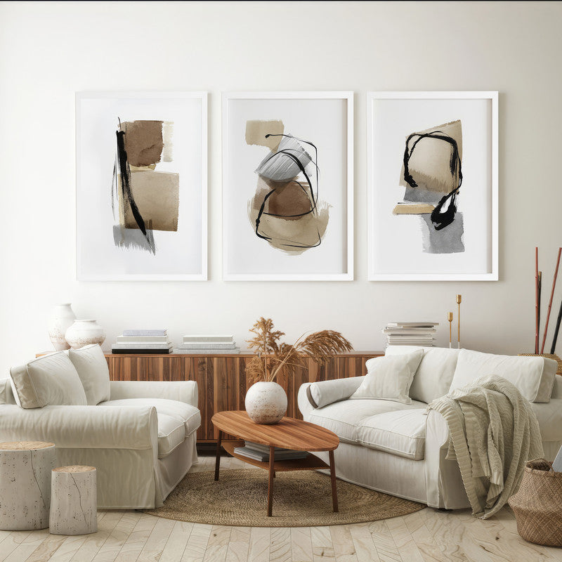 LuxuryStroke's Modern Abstract Canvas Painting, Abstract Acrylic Portraitand Abstract Acrylic Art - Abstract Art - Set Of 3 Paintings