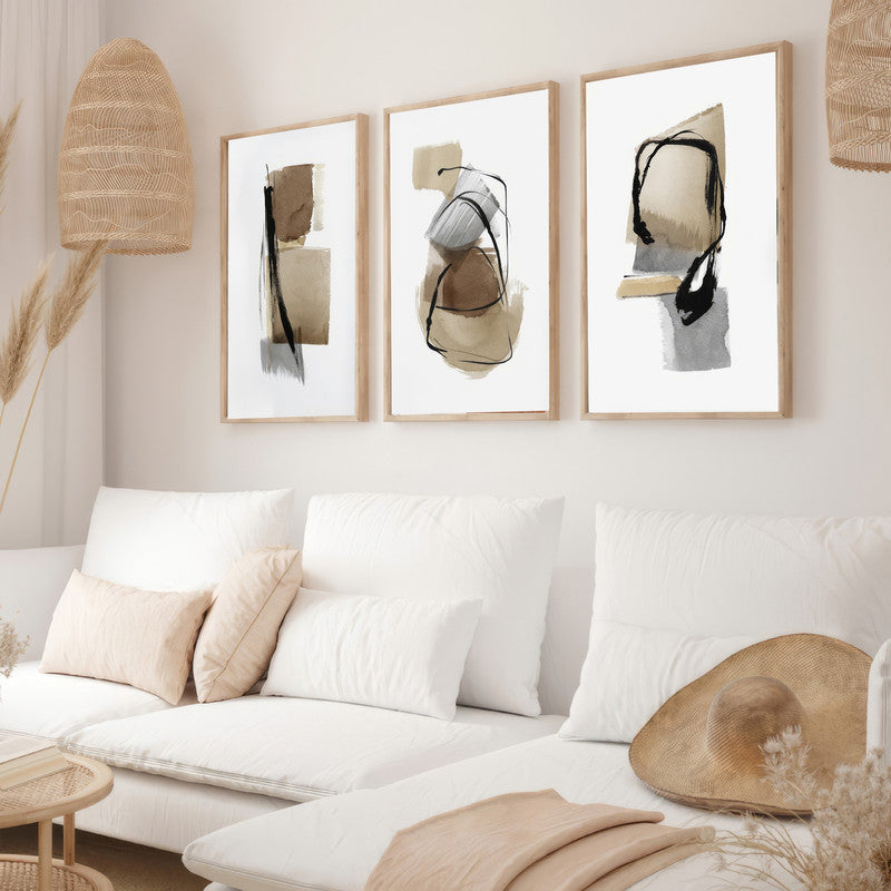 LuxuryStroke's Modern Abstract Canvas Painting, Abstract Acrylic Portraitand Abstract Acrylic Art - Abstract Art - Set Of 3 Paintings